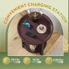imageWLIVE Round End Table 2 Tier Side Table with Charging Station Round Nightstand with Storage Shelf Small Spaces Living RoomBedroom Wood Tabletop ampamp Metal Frame BlackBrown