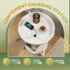 imageWLIVE Round End Table 2 Tier Side Table with Charging Station Round Nightstand with Storage Shelf Small Spaces Living RoomBedroom Wood Tabletop ampamp Metal Frame BlackWhite