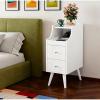 imageWLIVE Narrow Nightstand with 2 Drawers MidCentury Modern End Table with Storage Cabinet Small Wooden Side Table for Living Room Bedroom Study ToiletWhiteWhite