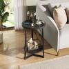 imageWLIVE Round End Table 2 Tier Side Table with Charging Station Round Nightstand with Storage Shelf Small Spaces Living RoomBedroom Wood Tabletop ampamp Metal Frame BlackBrown