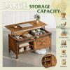 imageWLIVE Lift Top Coffee Table 394quot Farmhouse Coffee Table with Large Hidden Storage Compartment Sliding Barn Doors Modern Wood Center Table for Living Room Office WhiteRustic Brown