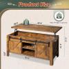 imageWLIVE Lift Top Coffee Table 394quot Farmhouse Coffee Table with Large Hidden Storage Compartment Sliding Barn Doors Modern Wood Center Table for Living Room Office WhiteRustic Brown