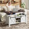 imageWLIVE Lift Top Coffee Table 394quot Farmhouse Coffee Table with Large Hidden Storage Compartment Sliding Barn Doors Modern Wood Center Table for Living Room Office WhiteWhite