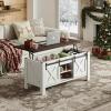 imageWLIVE Lift Top Coffee Table 394quot Farmhouse Coffee Table with Large Hidden Storage Compartment Sliding Barn Doors Modern Wood Center Table for Living Room Office WhiteWhite