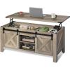 imageWLIVE Lift Top Coffee Table 394quot Farmhouse Coffee Table with Large Hidden Storage Compartment Sliding Barn Doors Modern Wood Center Table for Living Room Office WhiteGrey