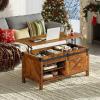 imageWLIVE Lift Top Coffee Table 394quot Farmhouse Coffee Table with Large Hidden Storage Compartment Sliding Barn Doors Modern Wood Center Table for Living Room Office WhiteRustic Brown