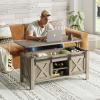 imageWLIVE Lift Top Coffee Table 394quot Farmhouse Coffee Table with Large Hidden Storage Compartment Sliding Barn Doors Modern Wood Center Table for Living Room Office WhiteGrey