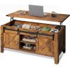 imageWLIVE Lift Top Coffee Table 394quot Farmhouse Coffee Table with Large Hidden Storage Compartment Sliding Barn Doors Modern Wood Center Table for Living Room Office WhiteRustic Brown
