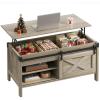 imageWLIVE Lift Top Coffee Table 394quot Farmhouse Coffee Table with Large Hidden Storage Compartment Sliding Barn Doors Modern Wood Center Table for Living Room Office WhiteGrey
