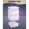 imageWLIVE Black Nightstand with Charging Station and LED Lights Bedside Table with 2 Wooden Drawers and Sliding Top Modern End Table Side Table for Bedroom Living Room OfficeWhite