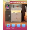 imageWLIVE LED Nighstand with Charging Station Night Stand with Sliding Top and 2 Drawers Modern Bedside Table End Tables with Hidden Space for Bedroom Living Room BlackWhite