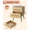 imageWLIVE Rattan Nightstands Set of 2 Night Stand Sets with Charging Station Boho Bed Side Table with Storage Drawer and Open Shelf End Tables Bedroom Natural OakNatural