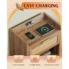 imageWLIVE Rattan Nightstands Set of 2 Night Stand Sets with Charging Station Boho Bed Side Table with Storage Drawer and Open Shelf End Tables Bedroom Natural OakWalnut Brown