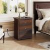 imageWLIVE Tall Nightstand with Charging Station Wood Nightstand with 3 Drawers Bedside Tables Bedroom Dorm End Table with 2 USB Ports and 2 AC Outlets Bedside Table EspressoEspresso