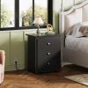 imageWLIVE Tall Nightstand with Charging Station Wood Nightstand with 3 Drawers Bedside Tables Bedroom Dorm End Table with 2 USB Ports and 2 AC Outlets Bedside Table EspressoBlack