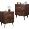 imageWLIVE Wood Night Stand with 2 Drawers Mid Century Modern Nightstand Fluted Bed Side Tablefor Bedroom Dorm Living Room End TableWalnut