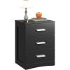 imageWLIVE Black Night Stand with 3 Drawers Small Wooden Nightstand Bed Side Table for Bedroom Living Room Dorm Modern Minimalist Bedside Table 129quot D x 16quot W x 216quot HBlack
