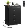 imageWLIVE Tall Nightstand with Charging Station Wood Nightstand with 3 Drawers Bedside Tables Bedroom Dorm End Table with 2 USB Ports and 2 AC Outlets Bedside Table EspressoBlack