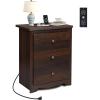 imageWLIVE Tall Nightstand with Charging Station Wood Nightstand with 3 Drawers Bedside Tables Bedroom Dorm End Table with 2 USB Ports and 2 AC Outlets Bedside Table EspressoEspresso