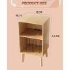 imageNightstand Mid Century Modern Bedside Table with Storage and Open Wood Shelf Small End Table with Wood Legs for Living Room Bedroom and Small Spaces Rustic BrownNatural Oak
