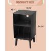 imageNightstand Mid Century Modern Bedside Table with Storage and Open Wood Shelf Small End Table with Wood Legs for Living Room Bedroom and Small Spaces Rustic BrownBlack