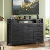 imageWLIVE 55W Storage Organizer Unit with Charging Station Black Storage Drawers Organizer with 16 Fabric Drawers ampamp 3 Open Shelves Large Storage Tower Organizaton for Living Room Hallway OfficeCharcoal Black Wood Grain Print