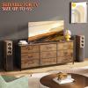 imageWLIVE 63W Dresser for Bedroom Dresser TV Stand for 65 70 75 inch TV Wide Chest of Drawers with 9 Drawer Large Entertainment Center Fabric Dressers with Wood Top for Living Room Rustic BrownRustic Brown Wood Grain Print
