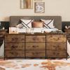 imageWLIVE 63W Dresser for Bedroom Dresser TV Stand for 65 70 75 inch TV Wide Chest of Drawers with 9 Drawer Large Entertainment Center Fabric Dressers with Wood Top for Living Room Rustic BrownRustic Brown Wood Grain Print