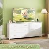 imageWLIVE 63W Dresser for Bedroom Dresser TV Stand for 65 70 75 inch TV Wide Chest of Drawers with 9 Drawer Large Entertainment Center Fabric Dressers with Wood Top for Living Room Rustic BrownWhite
