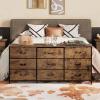 imageWLIVE 63W Dresser for Bedroom Dresser TV Stand for 65 70 75 inch TV Wide Chest of Drawers with 9 Drawer Large Entertainment Center Fabric Dressers with Wood Top for Living Room Rustic BrownRustic Brown Wood Grain Print