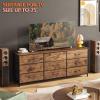 imageWLIVE 63W Dresser for Bedroom Dresser TV Stand for 65 70 75 inch TV Wide Chest of Drawers with 9 Drawer Large Entertainment Center Fabric Dressers with Wood Top for Living Room Rustic BrownRustic Brown Wood Grain Print