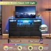 imageWLIVE Black TV Stand for 55 60 65 inch TV Entertainment Center with LED Lights ampamp Charging Station TV Media Console Table with 15 Fabric Drawers and Open Shelves for Living Room Hallway Wood TopBlack