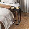 imageWLIVE C Shaped End Table Small Couch Side Tables with Metal Frame Sofa Table TV Tray for Living Room Bedroom GreigeRelief Black
