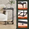 imageWLIVE C Shaped End Table Small Couch Side Tables with Metal Frame Sofa Table TV Tray for Living Room Bedroom GreigeRelief Black