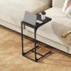 imageWLIVE C Shaped End Table Small Couch Side Tables with Metal Frame Sofa Table TV Tray for Living Room Bedroom GreigeRelief Black