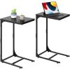 imageWLIVE C Shaped End Table Small Couch Side Tables with Metal Frame Sofa Table TV Tray for Living Room Bedroom GreigeRelief Black