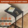 imageWLIVE C Shaped End Table Small Couch Side Tables with Metal Frame Sofa Table TV Tray for Living Room Bedroom GreigeRelief Black