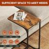imageWLIVE C Shaped End Table Small Couch Side Tables with Metal Frame Sofa Table TV Tray for Living Room Bedroom GreigeRustic Brown