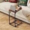 imageWLIVE C Shaped End Table Small Couch Side Tables with Metal Frame Sofa Table TV Tray for Living Room Bedroom GreigeRustic Brown