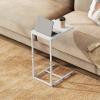 imageWLIVE C Shaped End Table Small Couch Side Tables with Metal Frame Sofa Table TV Tray for Living Room Bedroom GreigeWhite