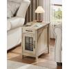 imageWLIVE End Table with Charging Station Narrow Side Table for Living Room Farmhouse Night Stand with Storage Small Wooden Cabinet Nightstand with USB Ports and Outlets 237quot D x 1378quot W x 237quot HGreige