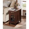 imageWLIVE End Table with Charging Station Narrow Side Table for Living Room Farmhouse Night Stand with Storage Small Wooden Cabinet Nightstand with USB Ports and Outlets 237quot D x 1378quot W x 237quot HEspresso