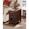 imageWLIVE End Table with Charging Station Narrow Side Table for Living Room Farmhouse Night Stand with Storage Small Wooden Cabinet Nightstand with USB Ports and Outlets 237quot D x 1378quot W x 237quot HEspresso