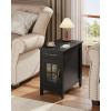 imageWLIVE End Table with Charging Station Narrow Side Table for Living Room Farmhouse Night Stand with Storage Small Wooden Cabinet Nightstand with USB Ports and Outlets 237quot D x 1378quot W x 237quot HBlack
