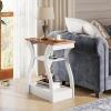 imageWLIVE End Tables Living Room Set of 2 Cherry Side Tables with Charging Station Nightstand for Bedroom 3 Tier End Table with Storage Shelf Side Table Set of 2 for Living Room CherryRustic Brown and White