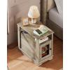 imageWLIVE Farmhouse End Table with Charging Station Narrow Side Table for Living Room Night Stand with Storage Small Nightstand with USB Ports and Outlets for Bedroom 2362quot D x 1398quot W x 237quot HGreige