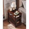 imageWLIVE Farmhouse End Table with Charging Station Narrow Side Table for Living Room Night Stand with Storage Small Nightstand with USB Ports and Outlets for Bedroom 2362quot D x 1398quot W x 237quot HEspresso