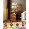 imageWLIVE Nightstand with Charging Station LED Night Stand with 2 Fabric Drawers and 4 Storage Open Shelves Bedside End Table for Bedroom WhiteRustic Brown