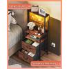 imageWLIVE Nightstand with Charging Station LED Night Stand with 2 Fabric Drawers and 4 Storage Open Shelves Bedside End Table for Bedroom WhiteRustic Brown