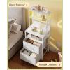 imageWLIVE Nightstand with Charging Station LED Night Stand with 2 Fabric Drawers and 4 Storage Open Shelves Bedside End Table for Bedroom WhiteWhite